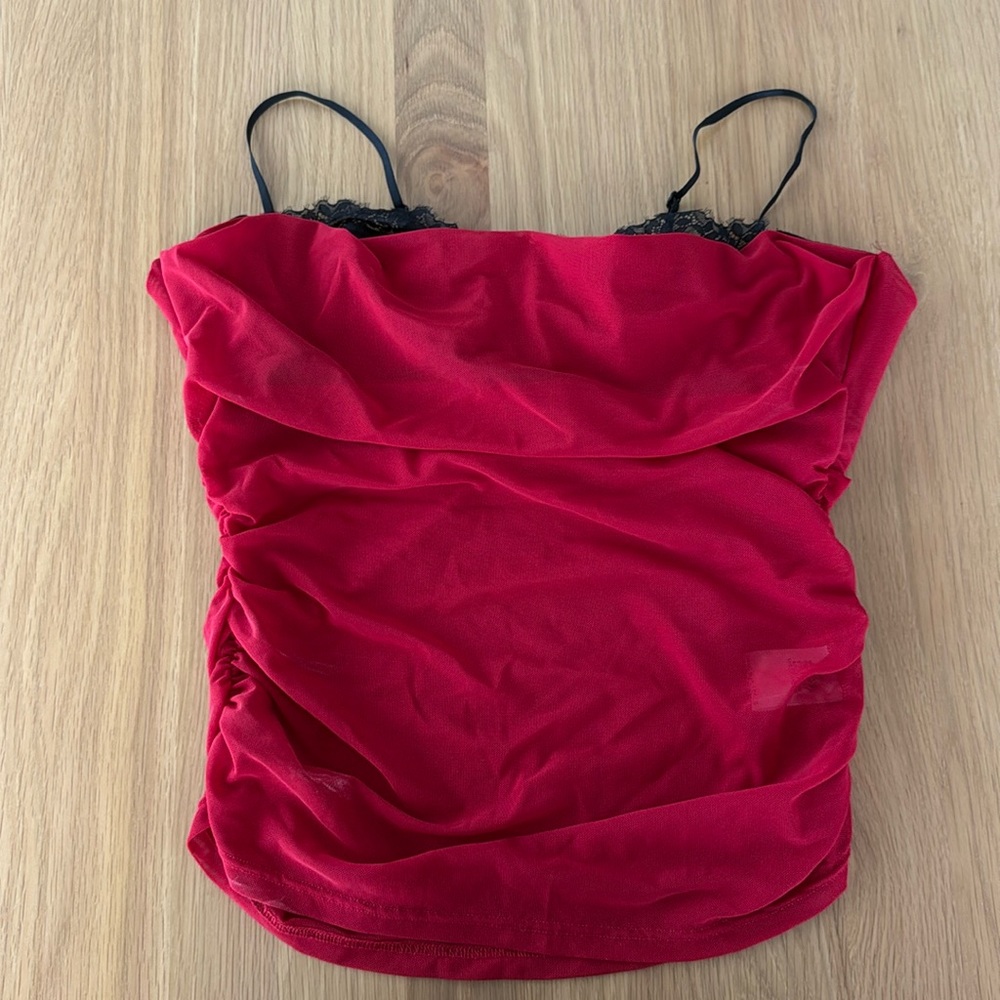 Vici Ellie Mesh Corset Top - Red / XL never worn, stretchy, built in bra